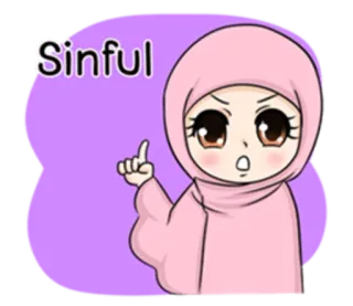 ☝ Sinful muzułmanin, dziewczyna, hidżab, naklejka, grzeszny telegram sticker