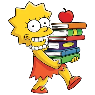😊 Lisa Simpson The Simpsons kartun, Lisa Simpson, buku, pendidikan, apel telegram sticker