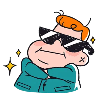 😎 desenho animado, personagem, óculos de sol, pose, estilo, cool telegram sticker