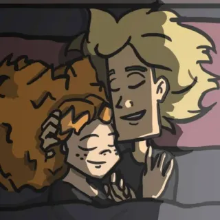 🥰 koppel, slapen, bed, cartoon, liefde, relatie telegram sticker