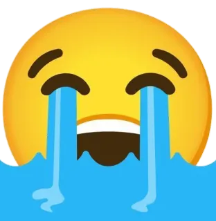 😭 emoji, llorando, lágrimas, triste, amarillo, cara, expresión telegram sticker