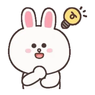 🐻 coniglio, coniglio, idea, lampadina, cartone animato, carino whatsapp sticker