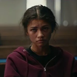 🤍 Rue Bennett Euphoria Rue Bennett, Euphoria, Zendaya, sad, character, TV show telegram sticker