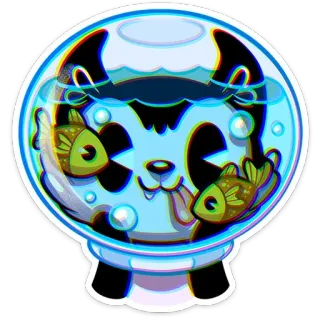 ⚗️ панда, аквариум, рыба, милый, животное, наклейка, мультик telegram sticker