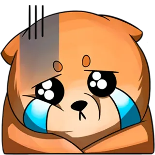 😒 щенок, собака, грустный, плачущий, милый, эмодзи, питомец telegram sticker