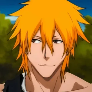 😄 Ichigo Kurosaki Bleach anime, character, ichigo, kurosaki, bleach, orange hair telegram sticker