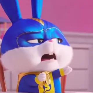 🐰 Snowball The Secret Life of Pets coniglio, coniglietto, supereroe, personaggio dei cartoni animati, animale domestico, animale whatsapp sticker