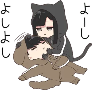 😴 よしよし Anime, Dễ thương, Kawaii, Chibi, Mèo, Chó, Ôm, Ấm áp telegram sticker