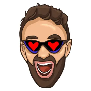 😍 cartoon, man, hearts, sunglasses, love telegram sticker