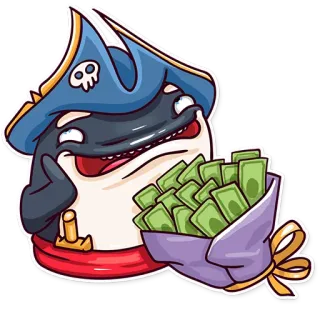 ☺️ cartoon, pirate, orca, money, cash, treasure telegram sticker