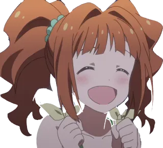 😄 Anime, Ragazza, Cartone animato, Personaggio, Sorriso, Allegro telegram sticker