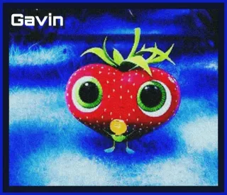 🍓 Gavin Kreskówka, Truskawka, Słodkie, Postać, Animowany whatsapp sticker