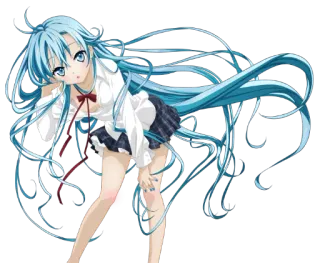 😼 animé, fille, cheveux longs, uniforme scolaire, manga, personnage, mignon, illustration whatsapp sticker