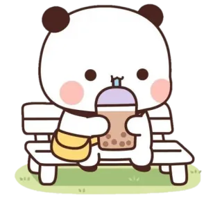 🍼 Panda, Bubble Tea, Kawaii, Fofo, Animal, Adesivo, Desenho animado telegram sticker