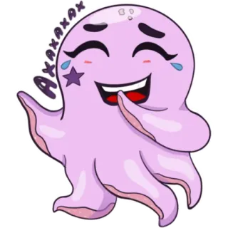 😂 AYAXAXAX polpo, cartone animato, carino, adesivo, viola telegram sticker