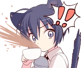 ‼️ animé, chat, surpris, choqué, mignon, kawaii telegram sticker