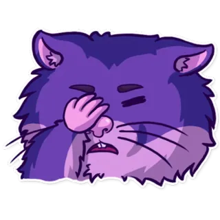 😑 кот, фейспалм, разочарование, фиолетовый, стикер, смущенный, мультфильм telegram sticker