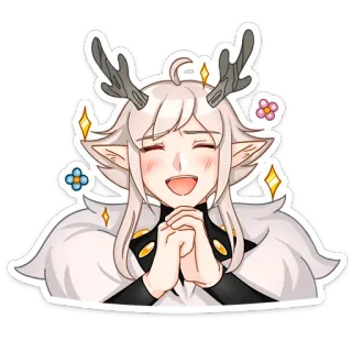 ☺️ elf, fantasy, deer, cute, sparkly, anime, character, illustration telegram sticker
