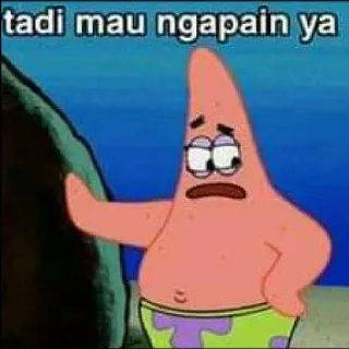 👍 Patrick Star Spongebob Squarepants tadi mau ngapain ya 뚱이, 스폰지밥, 만화, 밈, 혼란, 웃긴, 니켈로디언 telegram sticker