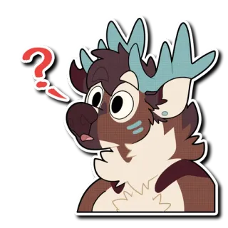 ❓ cerf, poilu, dessin animé, point d'interrogation, autocollant telegram sticker