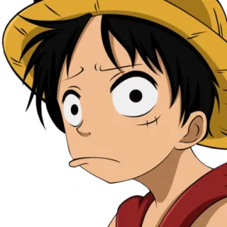 ☹ Monkey D. Luffy One Piece อนิเมะ, วันพีซ, ลูฟี่, หมวกฟาง, การ์ตูน, มังงะ, ตัวละคร telegram sticker
