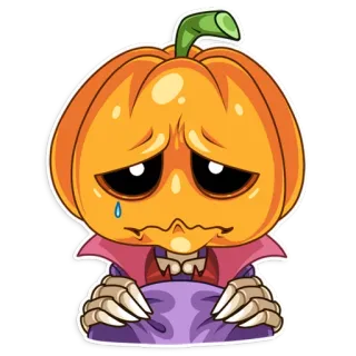 😢 かぼちゃ, 悲しい, ハロウィン, 骸骨, 吸血鬼, 秋, 涙 telegram sticker