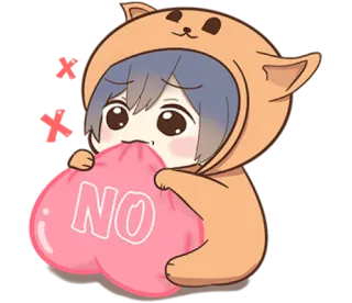 ❤️ NO anime girl, chibi, no, cute, refusal, kawaii telegram sticker