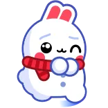 ☺️ coniglio, sciarpa, inverno, carino, cartone animato telegram sticker