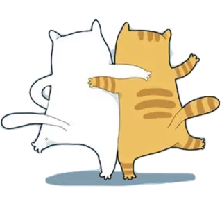 🤗 gato, animais, abraçando, amigos, fofo, desenho animado, alegre, amizade whatsapp sticker