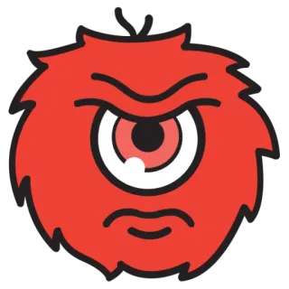 😡 monstruo, enfadado, un ojo, rojo, dibujos animados, peludo telegram sticker