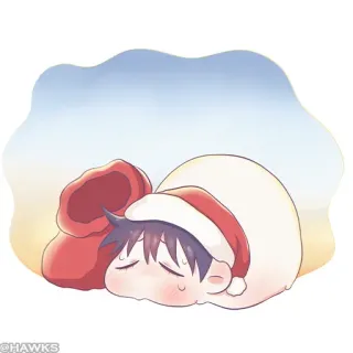 ⚪️ @HAWKS natal, tidur, anime, santa, imut, kartun telegram sticker