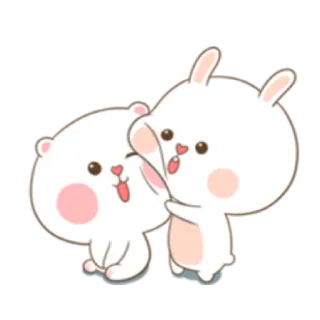 😅 rabbit, bear, cute, cartoon, animals, sticker whatsapp sticker