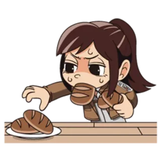 😙 Sasha Braus Attack on Titan Anime, Nourriture, Pain, Dessin animé, Sasha Braus telegram sticker