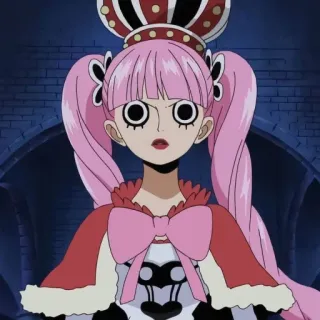 🐰 Perona One Piece Anime, One Piece, Perona, Principessa Fantasma, Personaggio, capelli rosa, corona whatsapp sticker