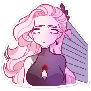 🙄 cartoon, vrouw, personage, anime, illustratie, roze haar whatsapp sticker