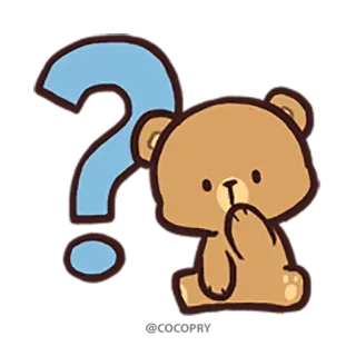 ❓ ours, question, pensée, mignon, dessin animé whatsapp sticker