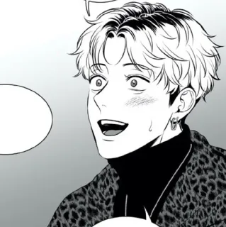 ✉️ man, cartoon, manga, anime, leopard print, black and white, earring telegram sticker