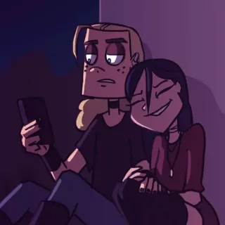 💑 cartoon, koppel, emo, gothic, portret telegram sticker