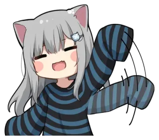 👋 อนิเมะ, สาวหูแมว, คาวาอิ, น่ารัก, มีความสุข, ร่าเริง telegram sticker