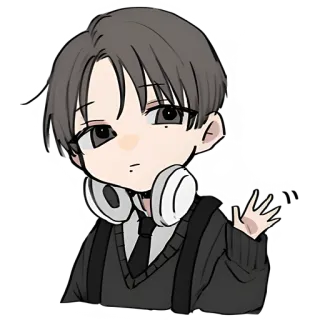 👋 Anime, Fones de ouvido, Menino, Desenho animado, Personagem, Adesivo telegram sticker