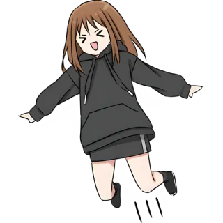 🥳 Anime, Desenho animado, Mulher, Saltando, Feliz, Alegre telegram sticker