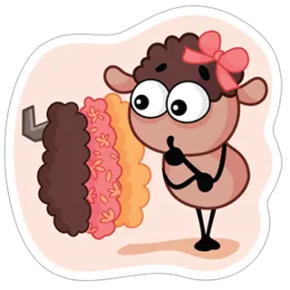 😊 sheep, cartoon, animal, cute, bow whatsapp sticker