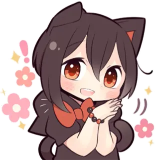 😃 Anime, Fofo, Gato, Garota, Kawaii, Adesivo, Mangá whatsapp sticker