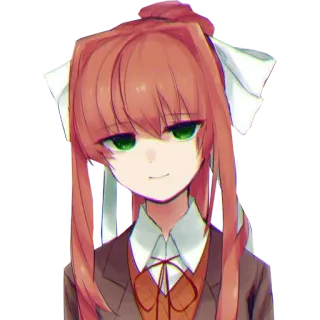 😏 Monika Doki Doki Literature Club! anime, character, game, portrait, illustration, girl, brown hair telegram sticker