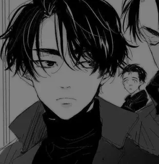 🖤 Anime, Manga, Portrait, Garçon, Noir et blanc telegram sticker