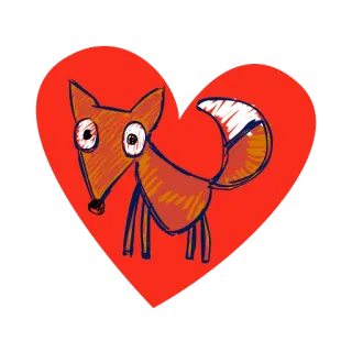 💚 raposa, coração, amor, animal, fofo whatsapp sticker