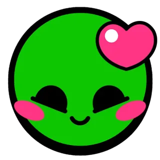 😘 imut, kawaii, emoji, hati, hijau whatsapp sticker