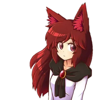 😶 anime, cartoon, meisje, rood haar, vossenoren, schattig, illustratie, kawaii telegram sticker