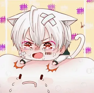🎟 Anime, Kucing, Menangis, Chibi, Perban, Lucu telegram sticker