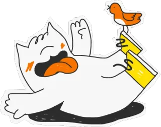😝 kat, vogel, sticker, schattig, cartoon, dieren telegram sticker